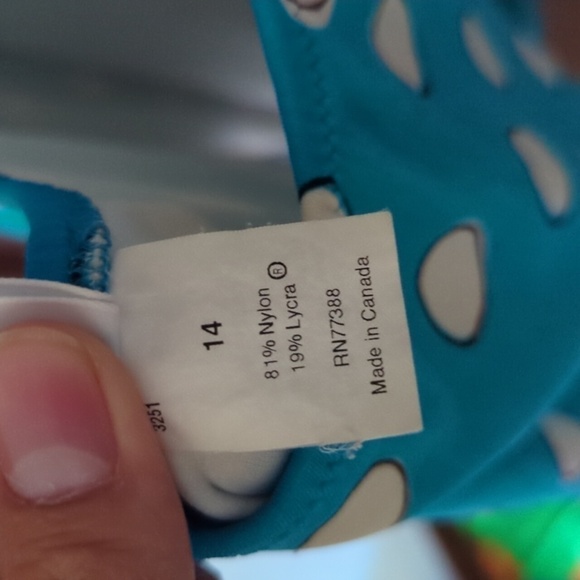 J. Crew Blue with White Polka Dot Halter One Piece Swimsuit Size 14 - Picture 9 of 10